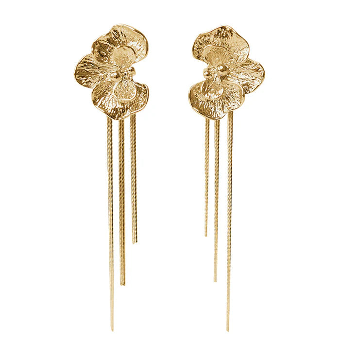 18K Gold Plated Floral Drop Earring