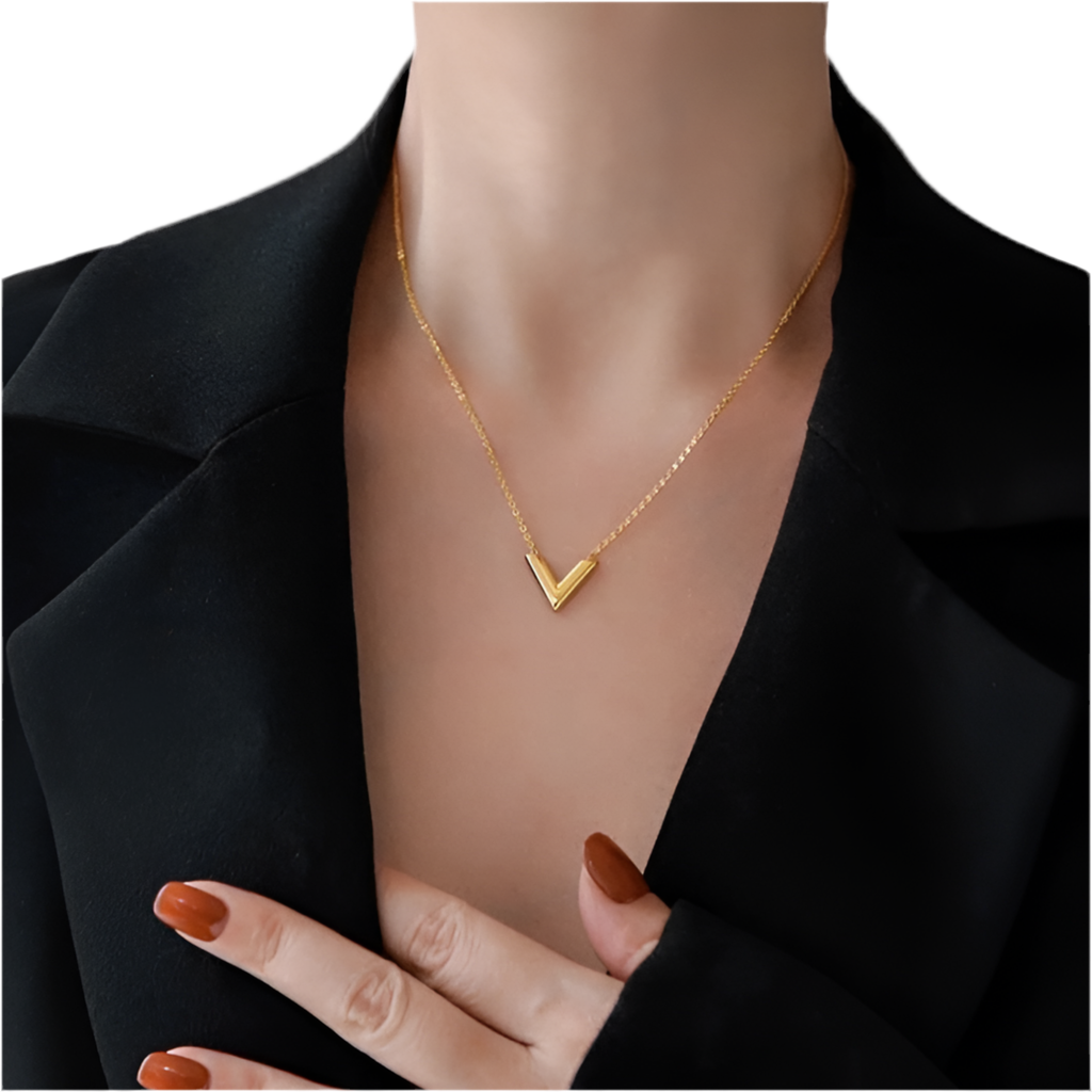 18K Gold-Plated Chevron Charm Necklace
