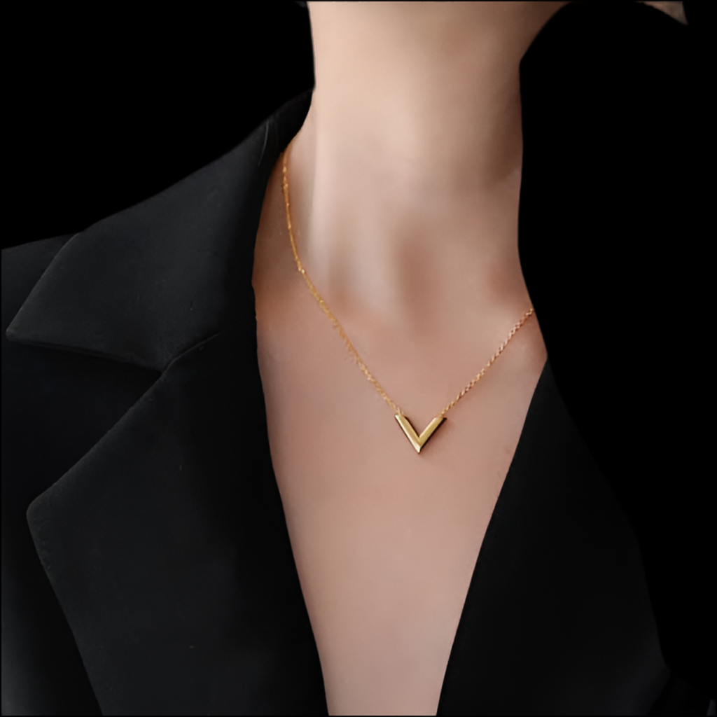 18K Gold-Plated Chevron Charm Necklace