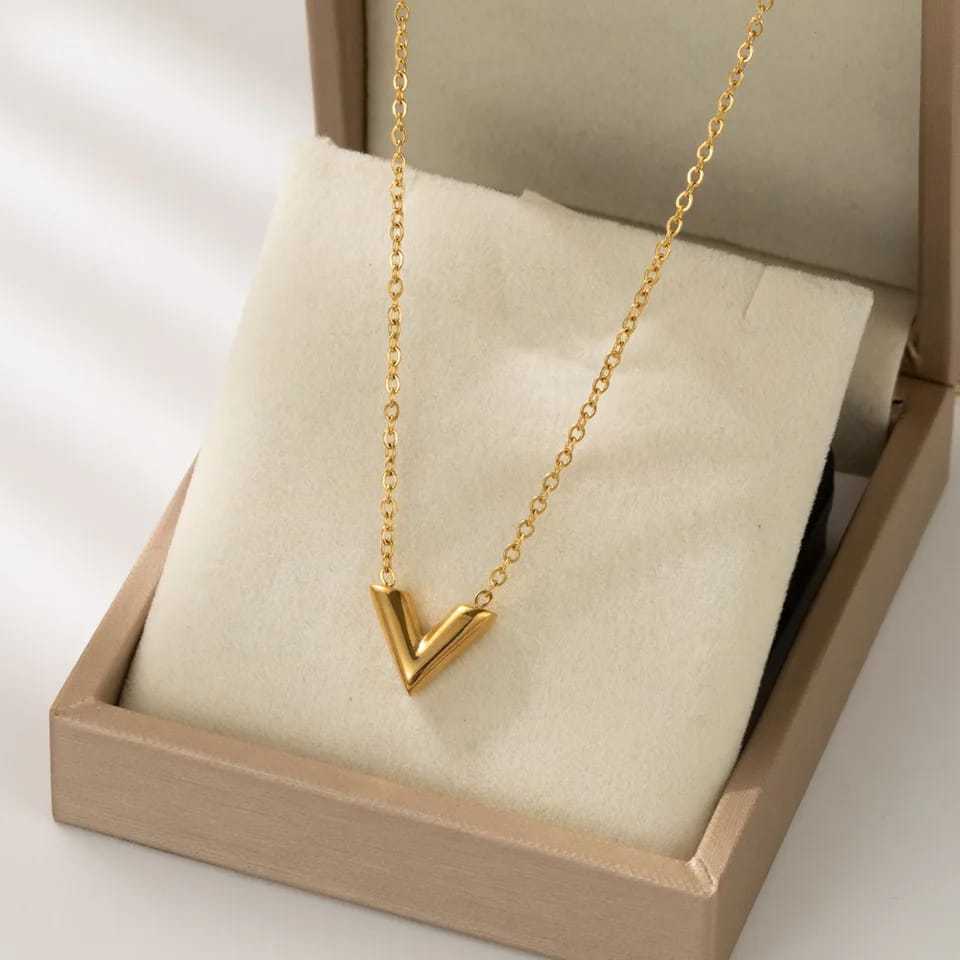 18K Gold-Plated Chevron Charm Necklace
