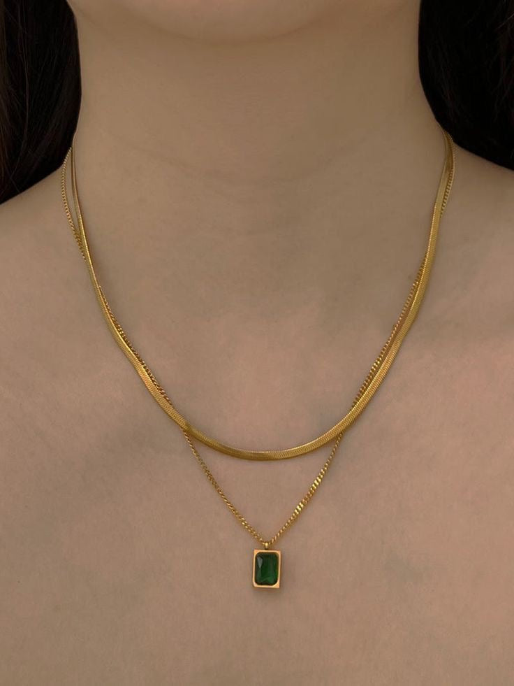 Emerald Green Layered Necklace