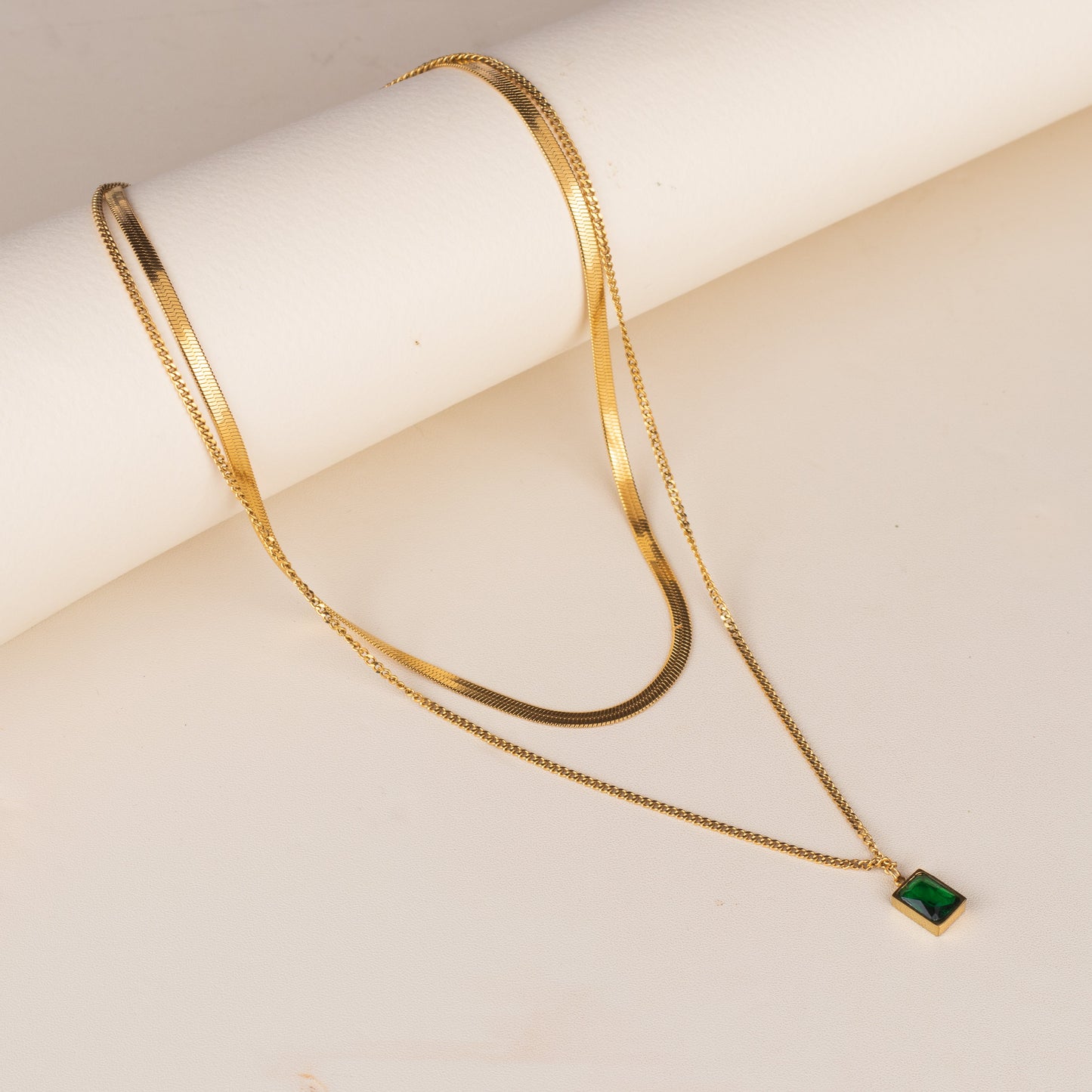 Emerald Green Layered Necklace