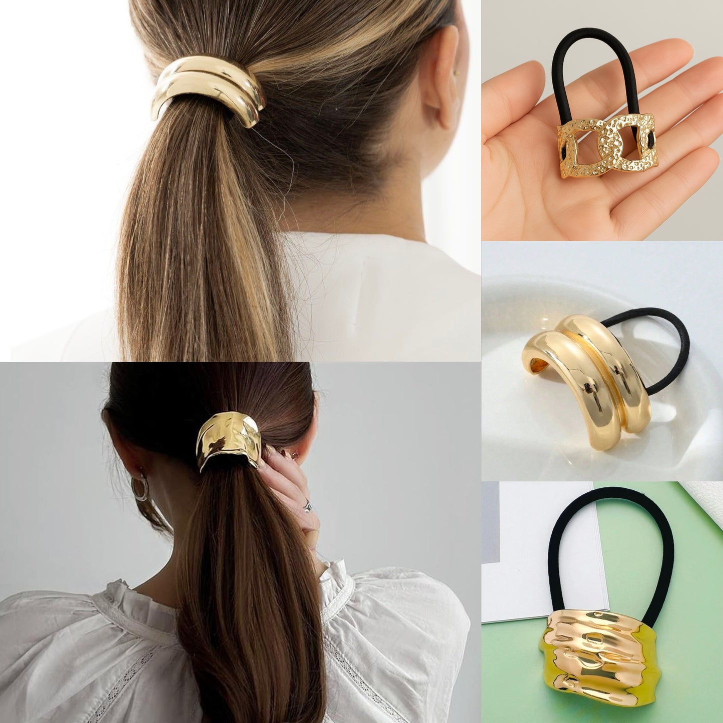 Metal Hair Rubber bands set of 3