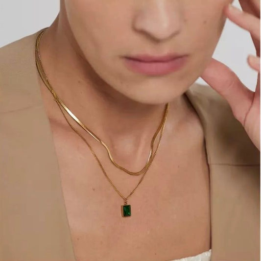 Emerald Green Layered Necklace