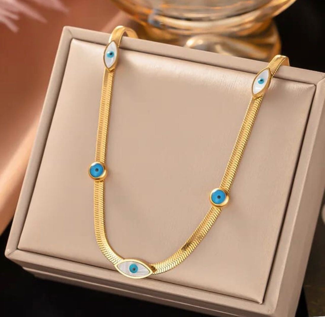 Evil Eye with snake chain Necklace